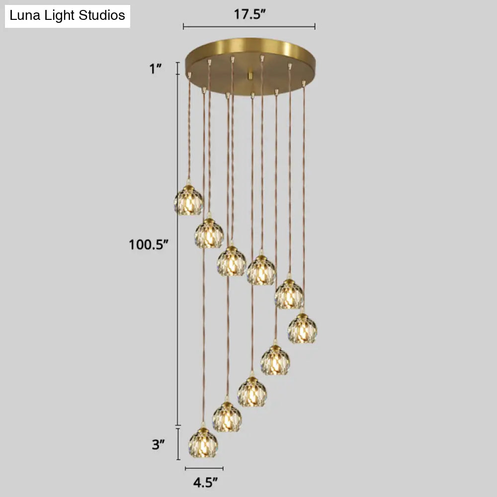 Minimalistic Gold Spiral Cluster Pendant Light For Living Room 10 / Rhombus