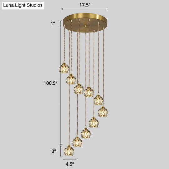 Minimalistic Gold Spiral Cluster Pendant Light For Living Room 10 / Rhombus