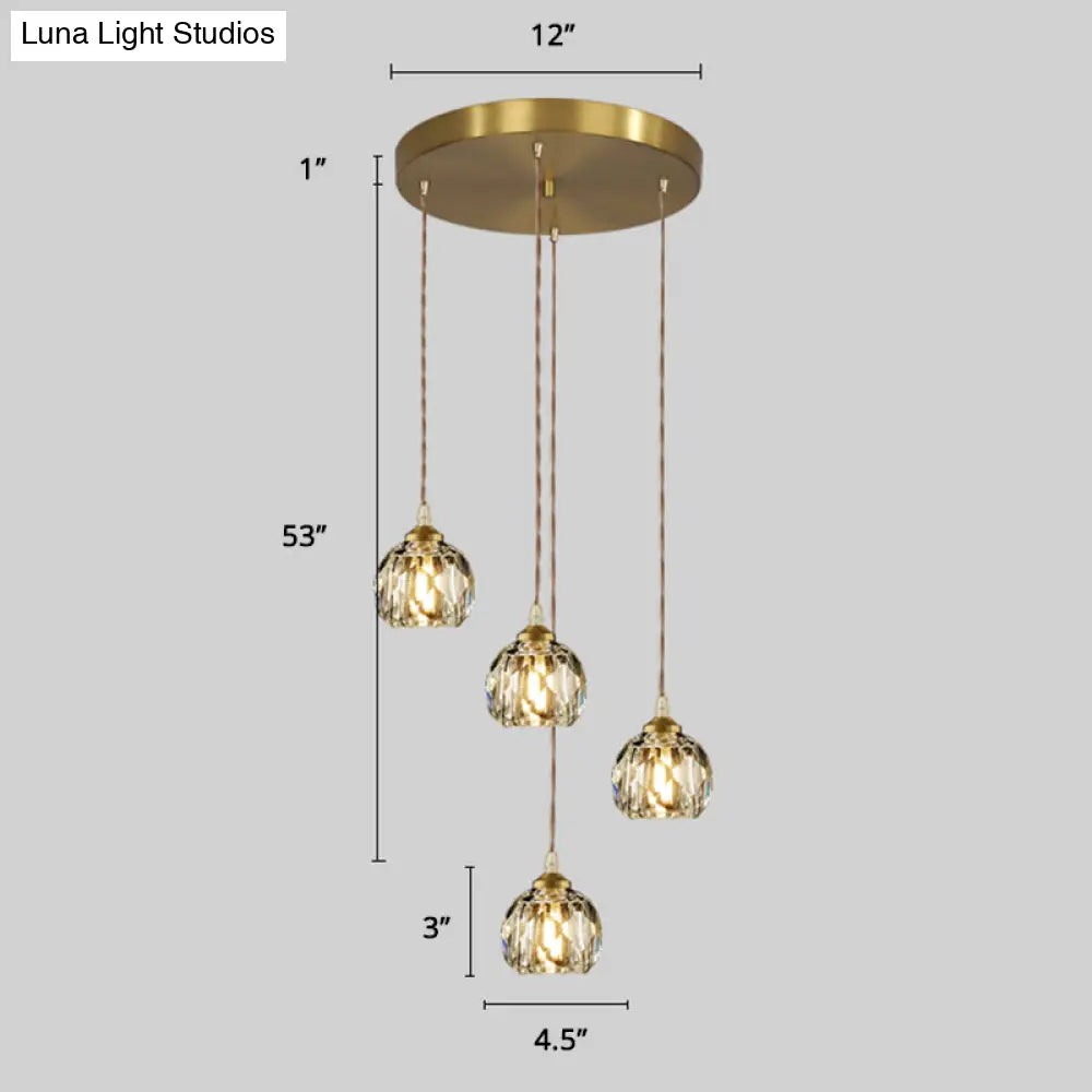 Minimalistic Gold Spiral Cluster Pendant Light For Living Room 4 / Rhombus