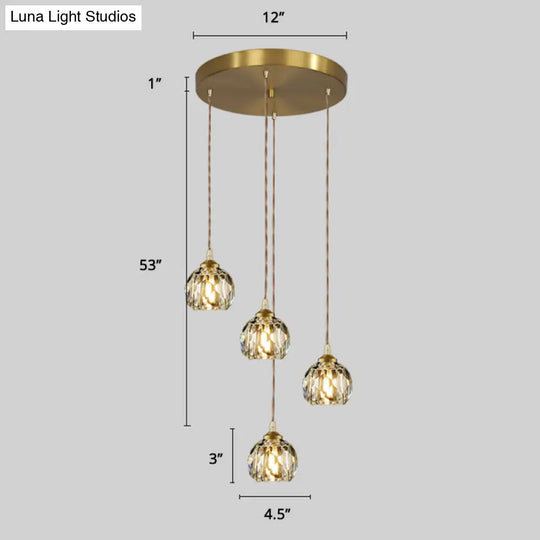 Minimalistic Gold Spiral Cluster Pendant Light For Living Room 4 / Rhombus