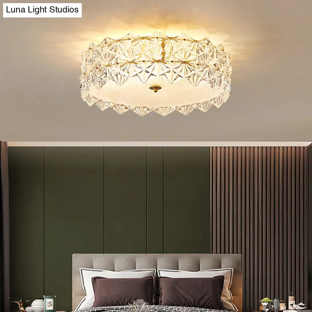 Minimalistic Hexagonal Glass Flush Mount Ceiling Light For Living Room