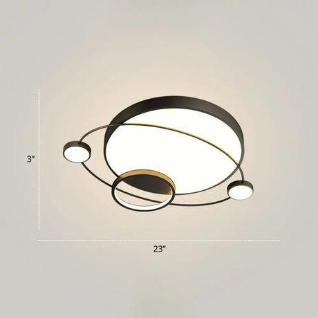 Minimalistic Led Ceiling Lamp For Bedroom With Orbit Shape And Acrylic Material Black / 23’ Third