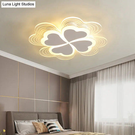 Minimalistic Led Ceiling Mount Light For Bedroom - Acrylic Clover Design White / 16.5 Third Gear