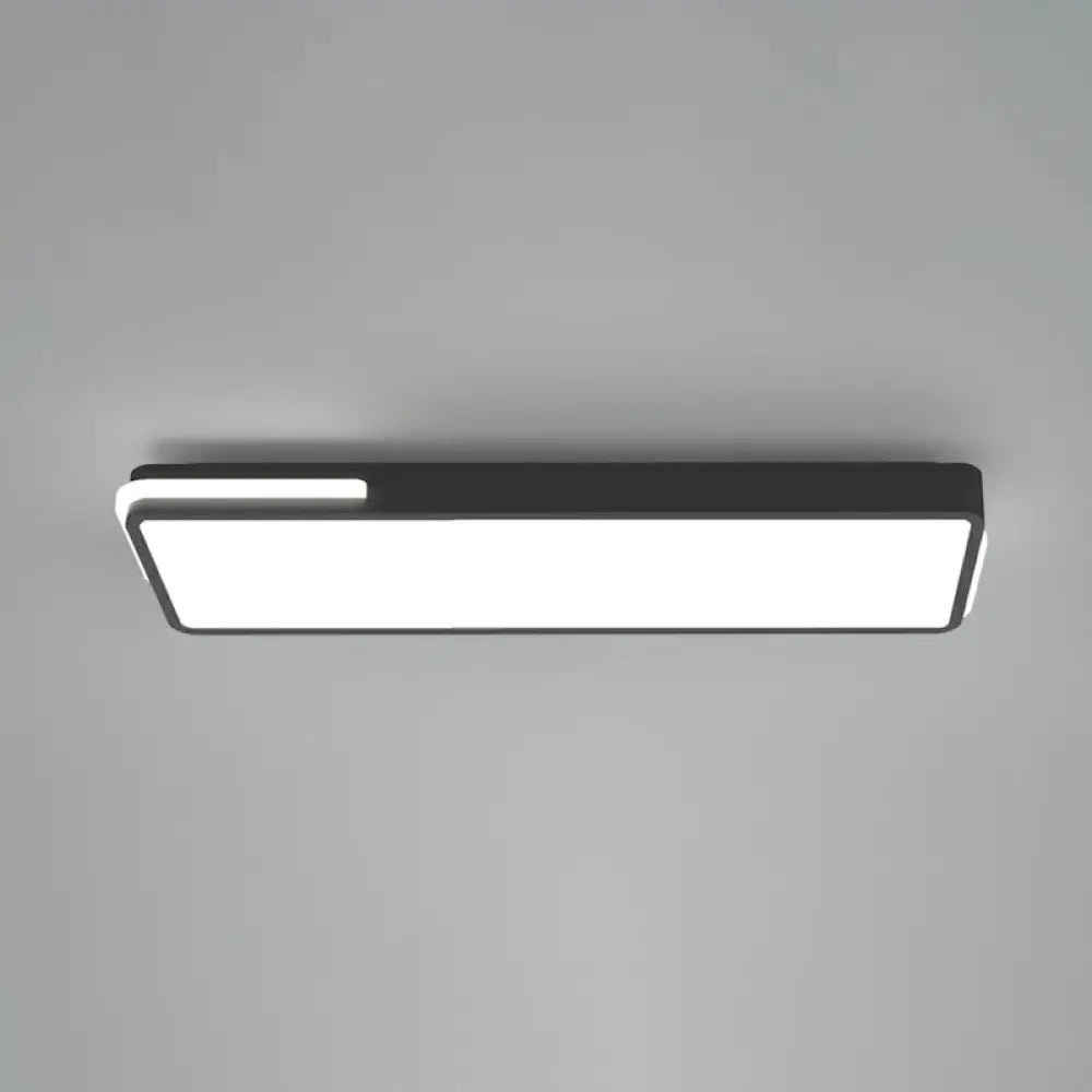 Minimalistic Led Flush Light In Black - Rectangular Corridor Mount With Acrylic Cover / 23.5