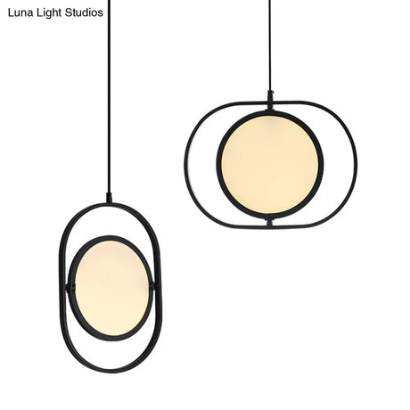 Minimalistic Led Pendant Lamp In Black For Bedside With Acrylic Shade