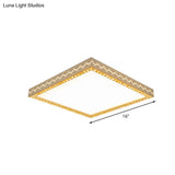 Minimalistic Led White Flush Ceiling Light With Crystal Block Deco - Metallic Finish
