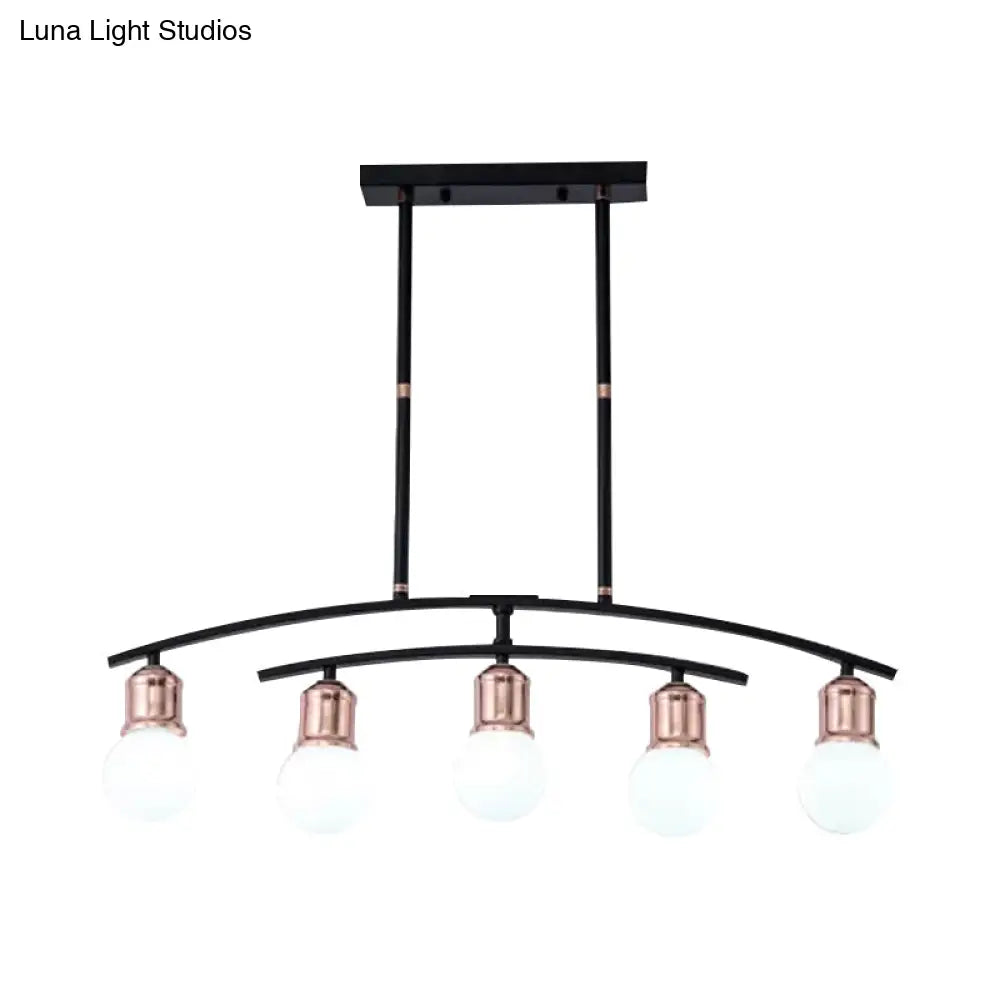 Minimalistic Linear Chandelier - 5/7 Lights Black/White Metal Finish Island Light