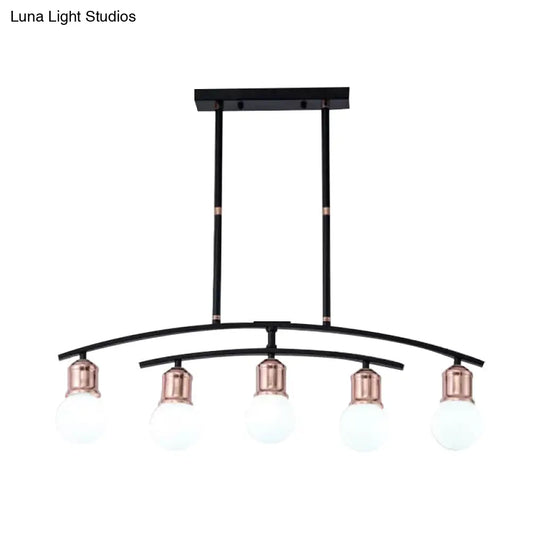 Minimalistic Linear Chandelier - 5/7 Lights Black/White Metal Finish Island Light