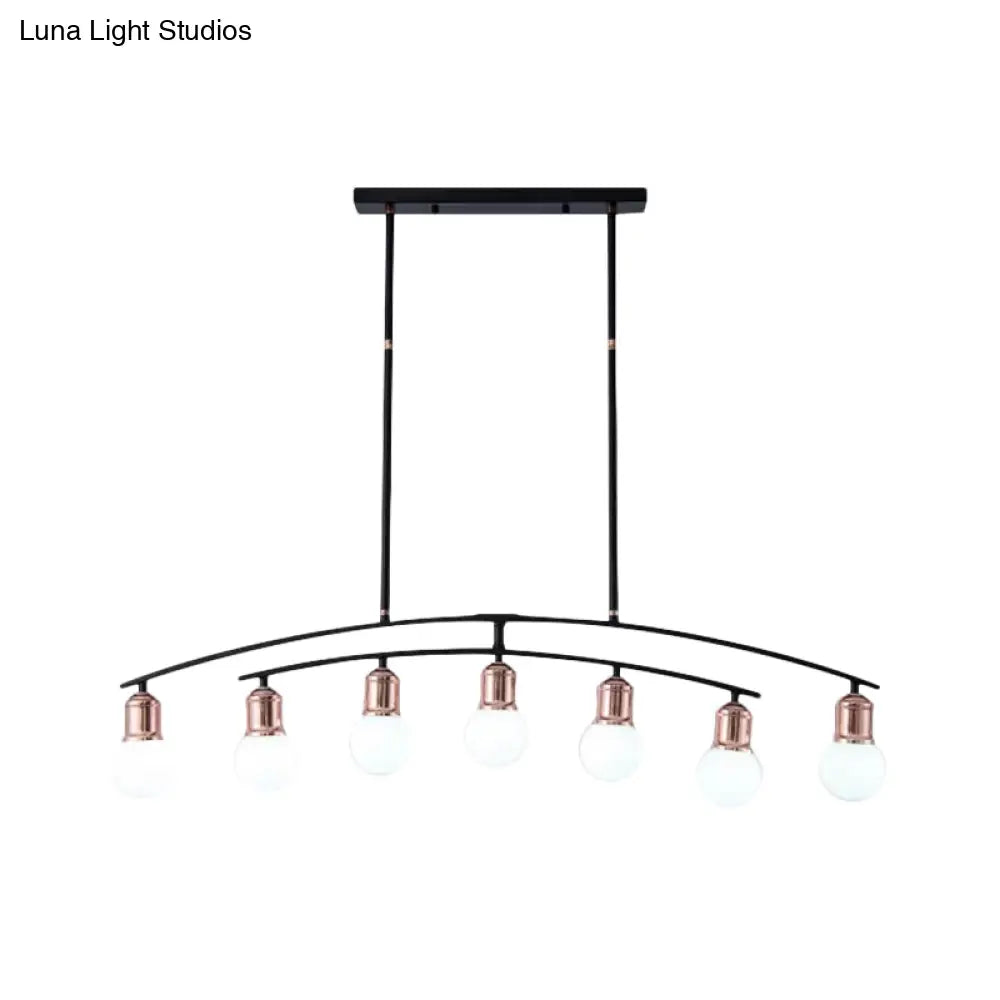 Minimalistic Linear Chandelier - 5/7 Lights Black/White Metal Finish Island Light