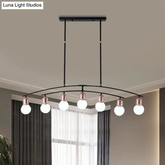 Minimalistic Linear Chandelier - 5/7 Lights Black/White Metal Finish Island Light
