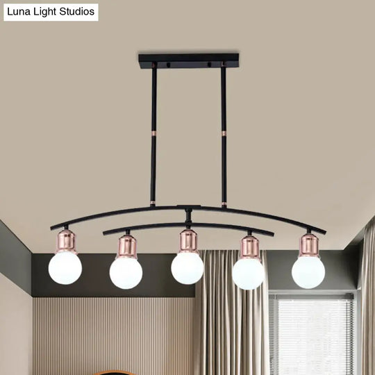 Minimalistic Linear Chandelier - 5/7 Lights Black/White Metal Finish Island Light