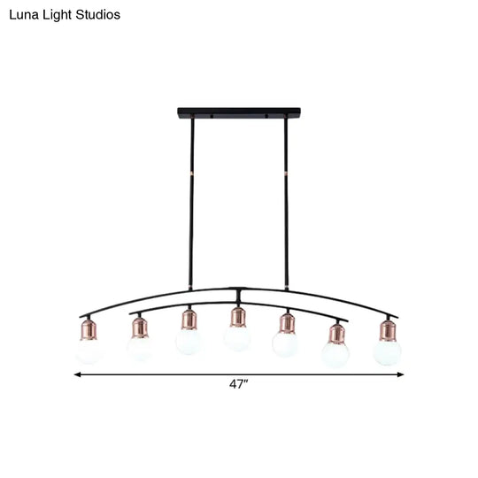 Minimalistic Linear Chandelier - 5/7 Lights Black/White Metal Finish Island Light