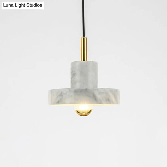Minimalist Marble Lid Ceiling Light: Single-Bulb Hanging Lamp For Dining Room