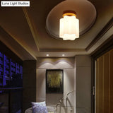 Minimalistic Milky Glass Prism Floral Ceiling Flush Light With Wood Flushmount Design - Ideal For