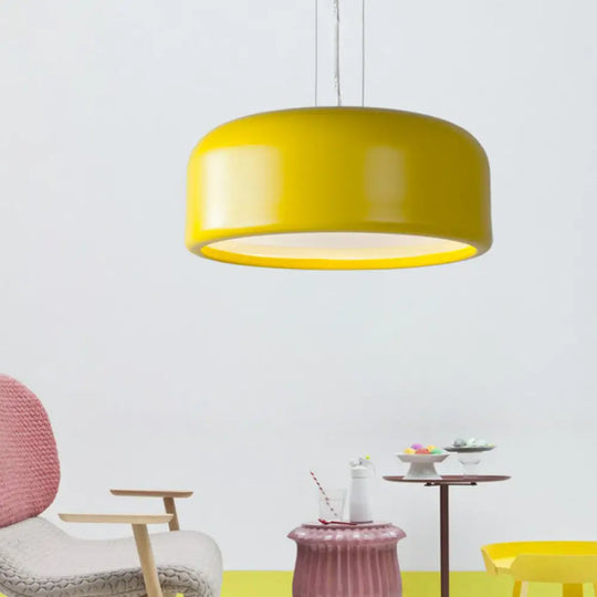 Minimalistic Single Hanging Pendant Light - Round Shade Acrylic Ceiling For Living Room Yellow /