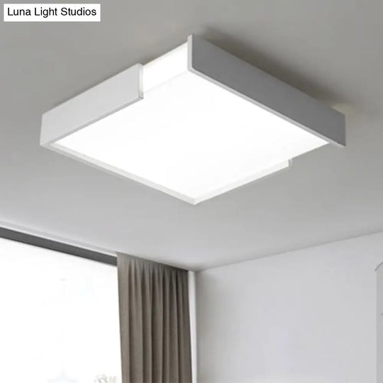 Minimalistic Squared Led Flush Mount Light In Black/White - 16’/19.5’ Dia For Bedroom With