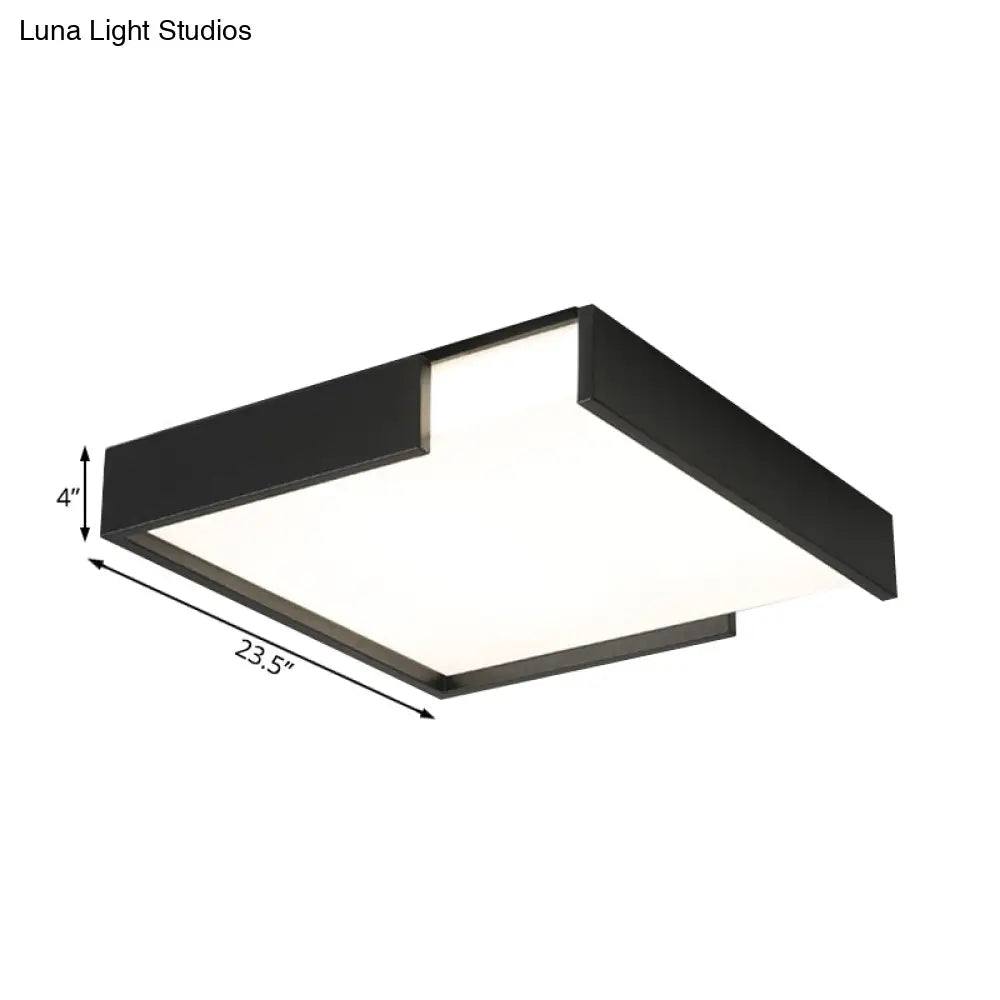 Minimalistic Squared Led Flush Mount Light In Black/White - 16/19.5 Dia For Bedroom With Warm/White