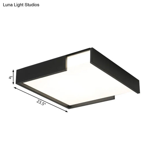 Minimalistic Squared Led Flush Mount Light In Black/White - 16/19.5 Dia For Bedroom With Warm/White