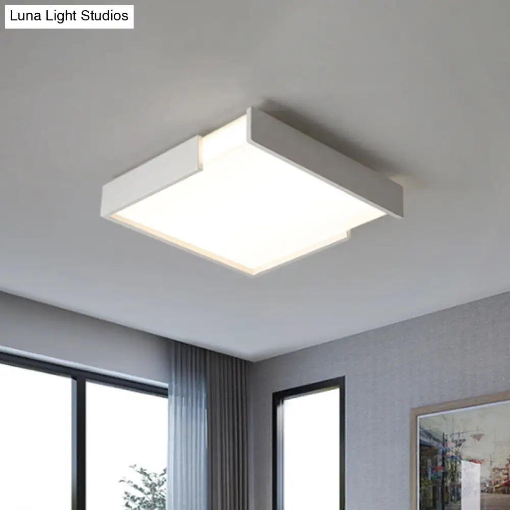 Minimalistic Squared Led Flush Mount Light In Black/White - 16’/19.5’ Dia For Bedroom With
