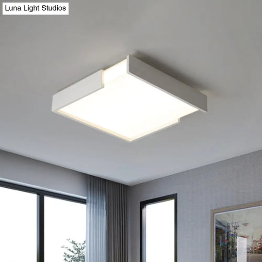 Minimalistic Squared Led Flush Mount Light In Black/White - 16’/19.5’ Dia For Bedroom With