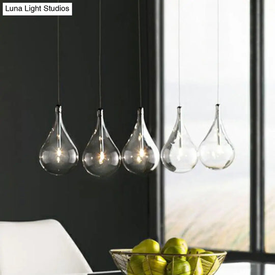Minimalistic Water-Drop Led Pendant Lamp With Clear Glass And Chrome Finish For Snack Bars