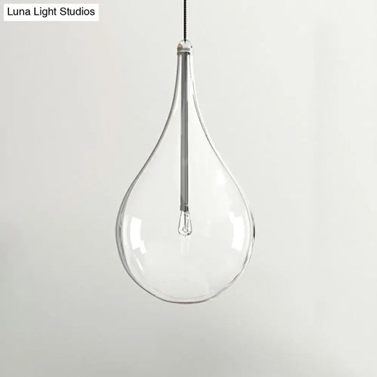 Minimalistic Water-Drop Led Pendant Lamp With Clear Glass And Chrome Finish For Snack Bars