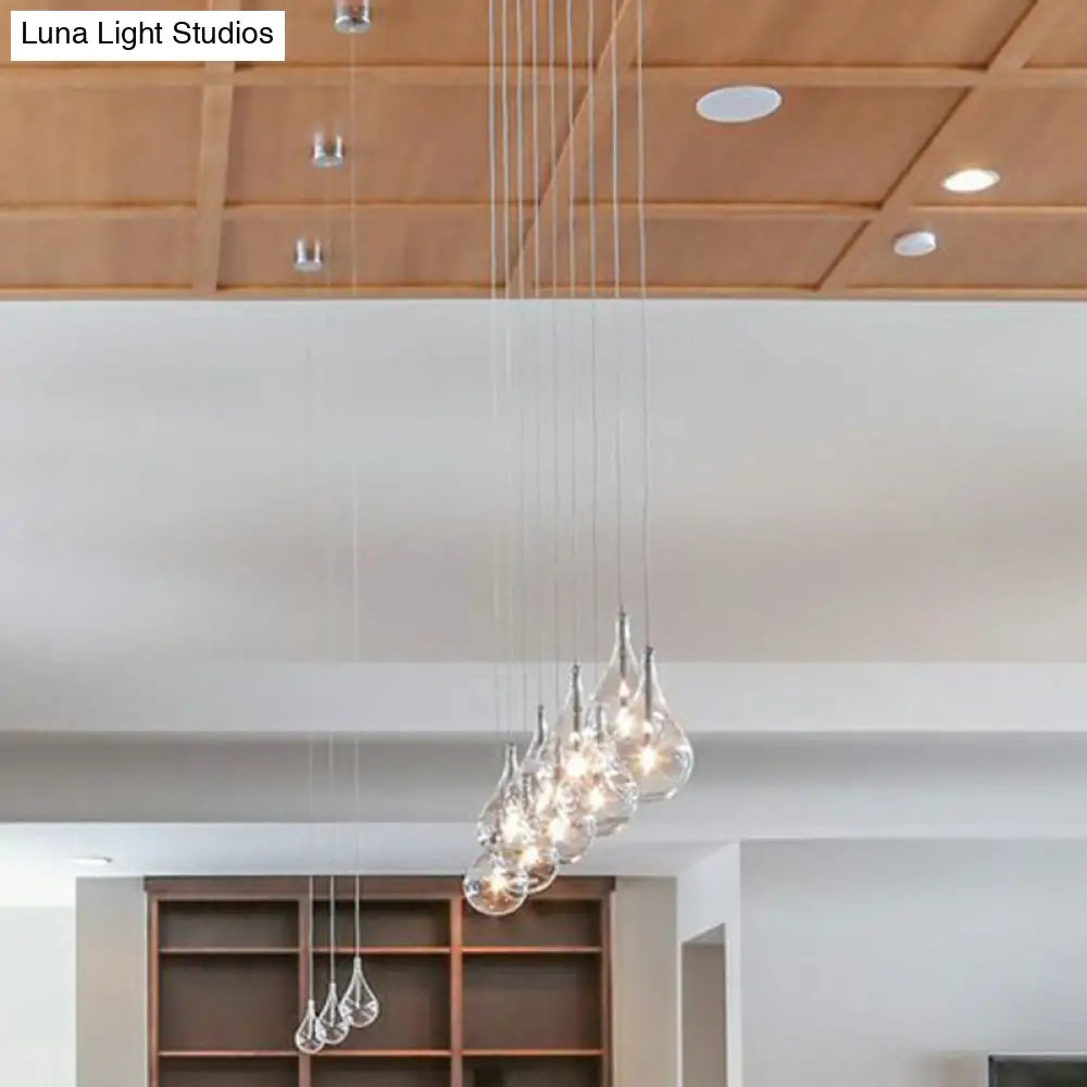 Minimalistic Water-Drop Led Pendant Lamp With Clear Glass And Chrome Finish For Snack Bars