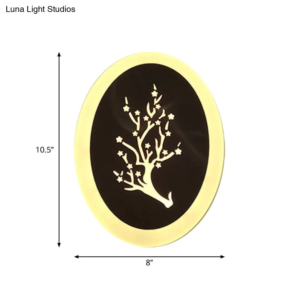 Minimalistic White Acrylic Led Wall Lamp For Bedroom - Diamond Twig Flower Design