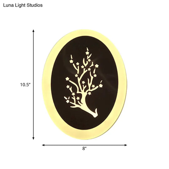 Minimalistic White Acrylic Led Wall Lamp For Bedroom - Diamond Twig Flower Design