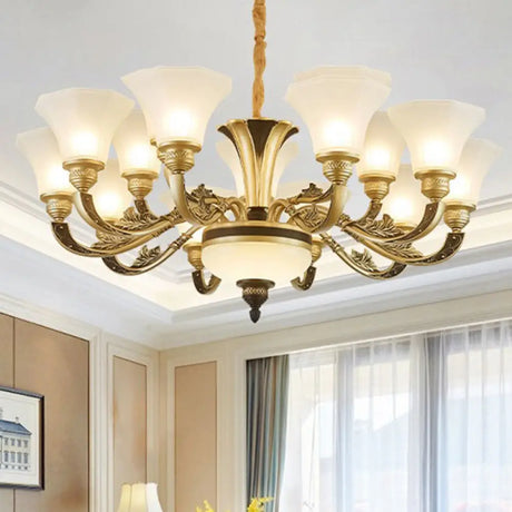 Minimalistic White Frosted Glass Bedroom Chandelier Light Fixture With Hanging Lamp Kit 15 /