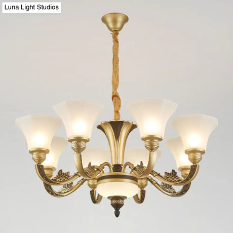 Minimalistic White Frosted Glass Bedroom Chandelier Light Fixture With Hanging Lamp Kit