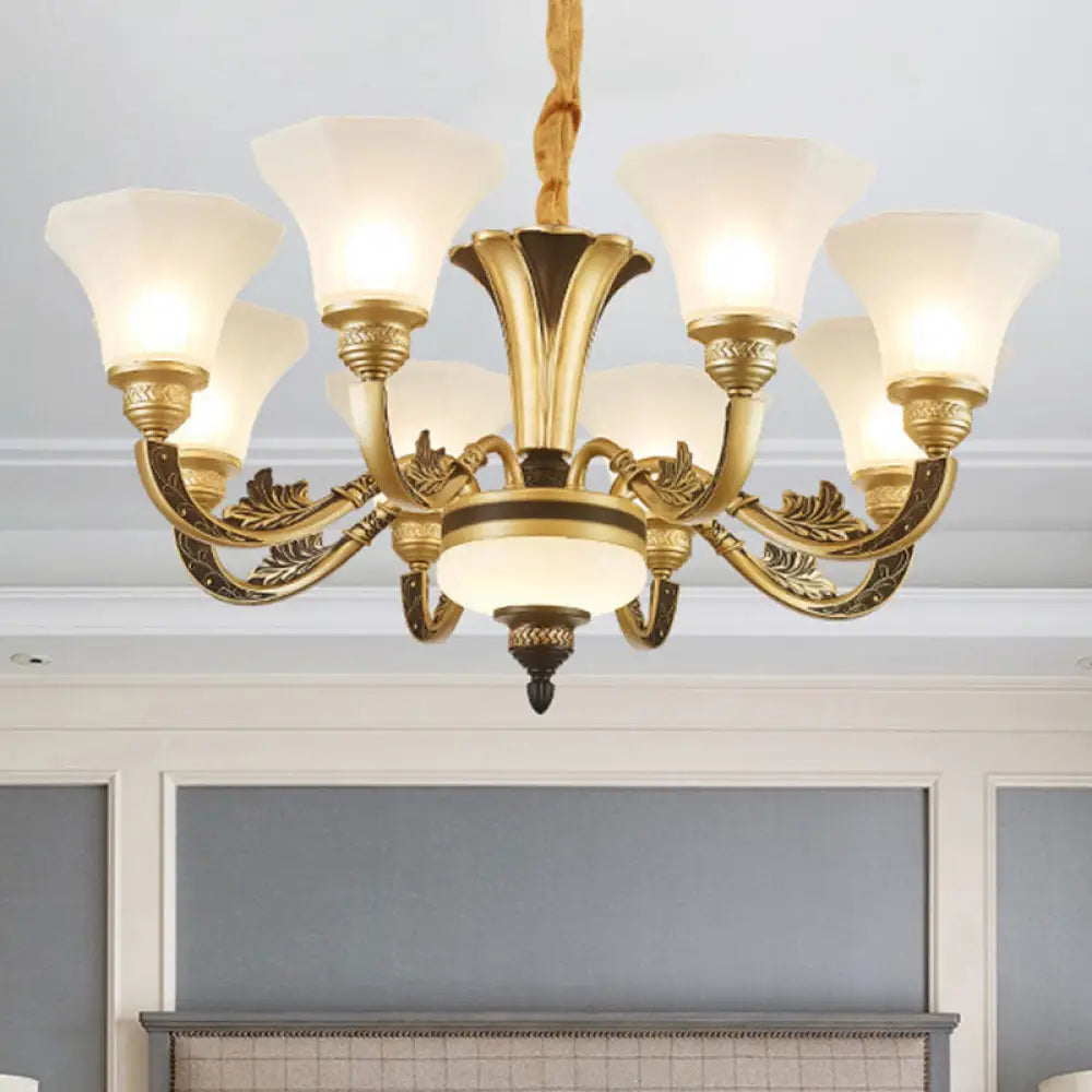 Minimalistic White Frosted Glass Bedroom Chandelier Light Fixture With Hanging Lamp Kit 8 /