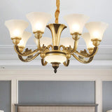 Minimalistic White Frosted Glass Bedroom Chandelier Light Fixture With Hanging Lamp Kit 8 /