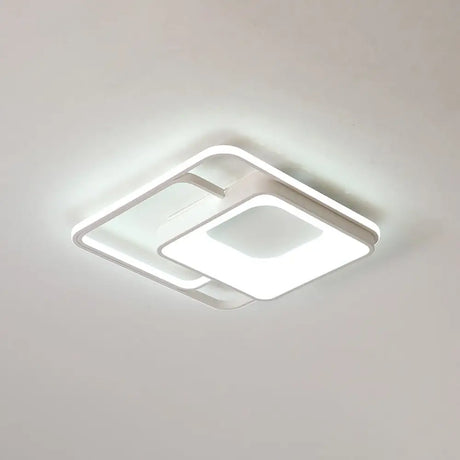 Minimalistic White Led Flush Mount Ceiling Lamp For Bedrooms / 19.5’