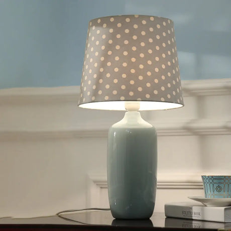 Modern 1-Head Bedroom Night Table Light With Tapered Fabric Shade Vibrant Pink/Blue/Green Finish