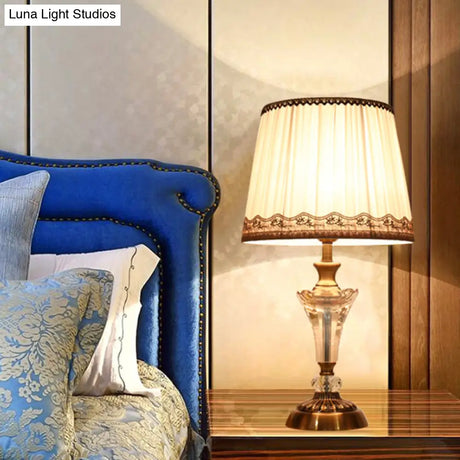 Modern 1 Head White Table Lamp With Fabric Shade - Small Desk Light
