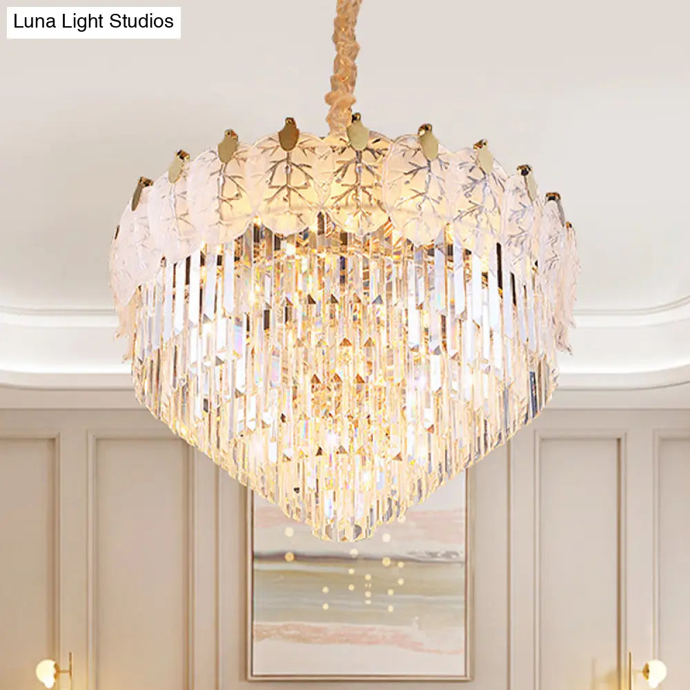 Modern 14-Light Led Crystal Chandelier For Living Room - Clear And Stylish Ceiling Lamp