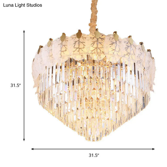 Modern Led Crystal Chandelier | 14 Lights Tiered Hanging Living Room Ceiling Lamp