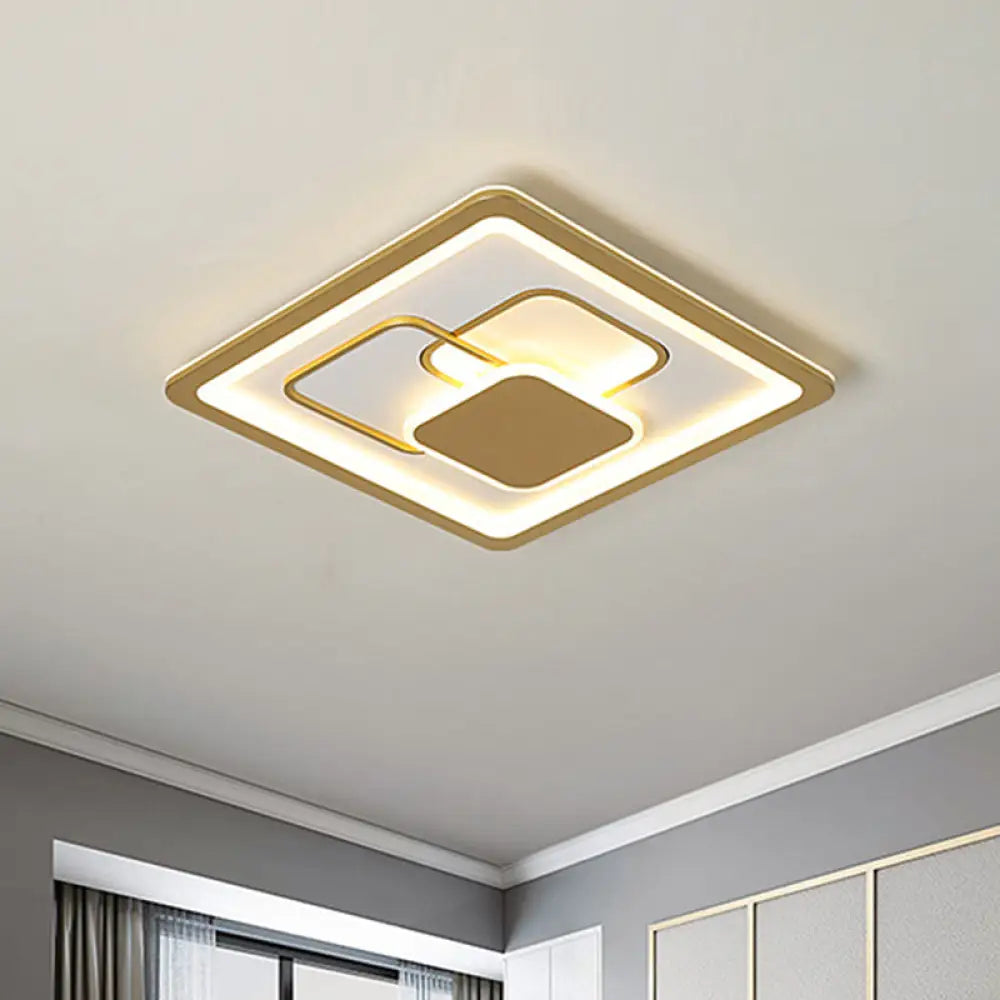 Modern 16’/19.5’ Gold Led Flush Mount Fixture With Warm/White Acrylic Light / 16’ White