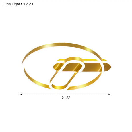 Modern 18’/21.5’ Gold Ring Ceiling Flush Mount Led Metal Light In Warm/White