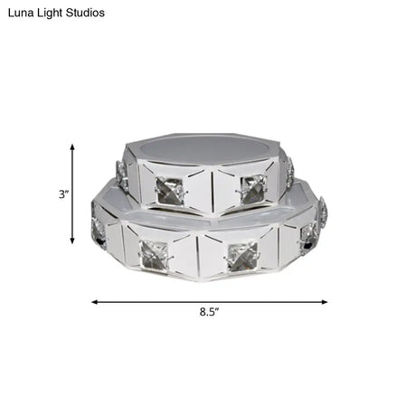 Modern 2-Tier Geometric Led Crystal Flush Light Fixture