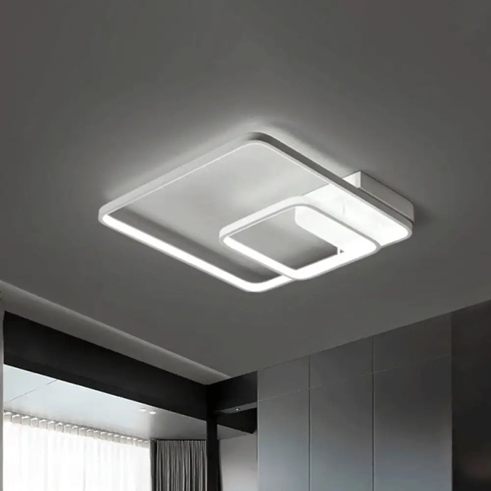 Modern 2 - Tier White Semi Flush Led Ceiling Light - Warm/White Acrylic Fixture 16.5’/20.5’