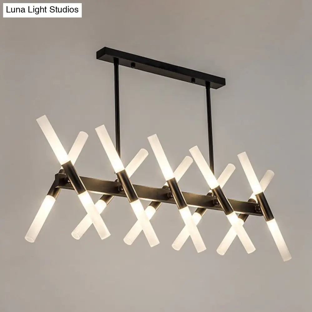 Modern 20-Light Acrylic Ceiling Lamp For Dining Room Or Kitchen Island Black / 39.5
