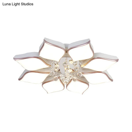 Modern 24.5’/25.5’ Flush Mount Led Light With Clear Crystal Accent In Warm/White Petal Design