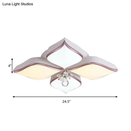 Modern 24.5’/25.5’ Flush Mount Led Light With Clear Crystal Accent In Warm/White Petal Design