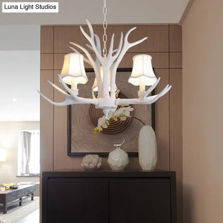 Modern 3/4/5-Light Cone Resin Chandelier Ceiling Lamp - White | Living Room Fixture