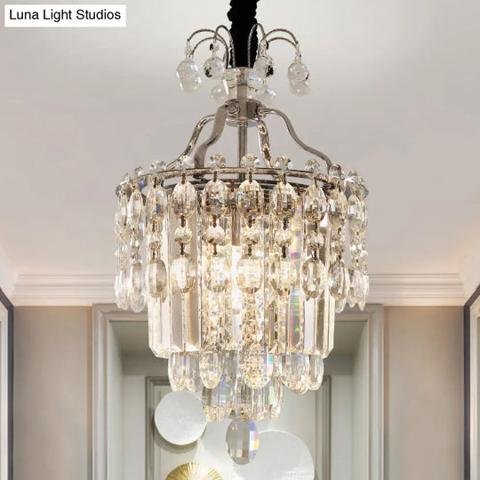 Modern 3-Bulb Hanging Crystal Chandelier Pendant Light Faceted Cut Chrome Finish