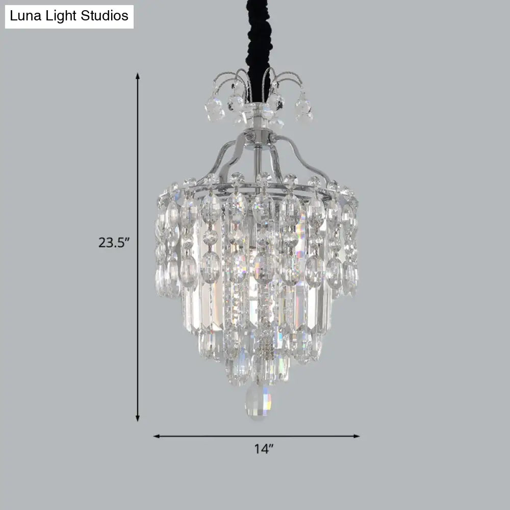 Modern 3-Bulb Hanging Crystal Chandelier Pendant Light Faceted Cut Chrome Finish