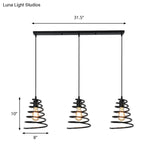 Modern 3-Head Pendant Light In Black - Multi Fixture For Loft Conical Spring Iron Design With