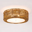 Modern 3-Light Rattan Flush Mount Ceiling Lamp - Hand-Woven Round Shade In Brown 16’/19.5’